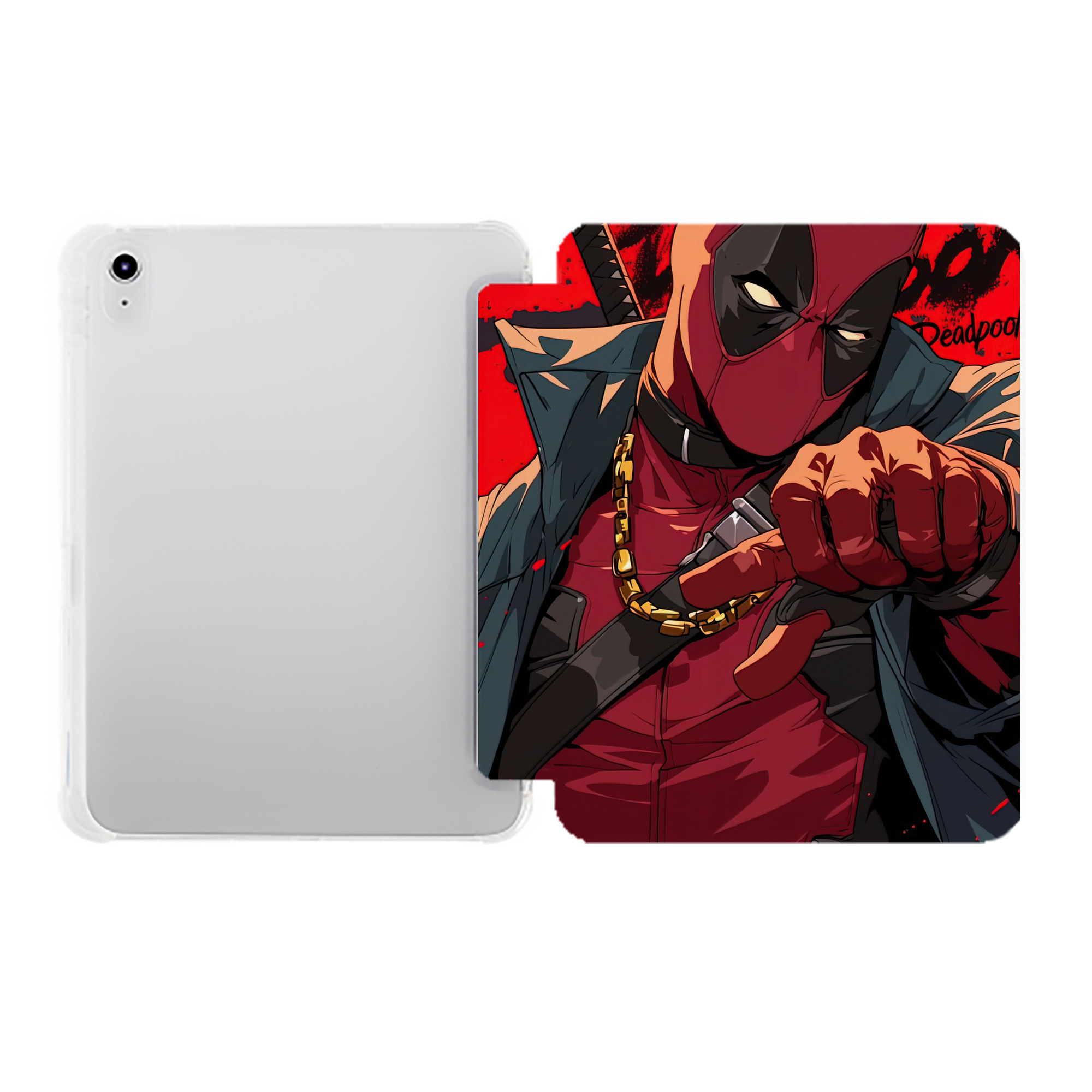 （画像用） Deadpool デッドプール IPad ケース ペン収納付き 三つ折りスタンド PUレザー×シリコン 対応機種9.5/10.5/10.9インチ